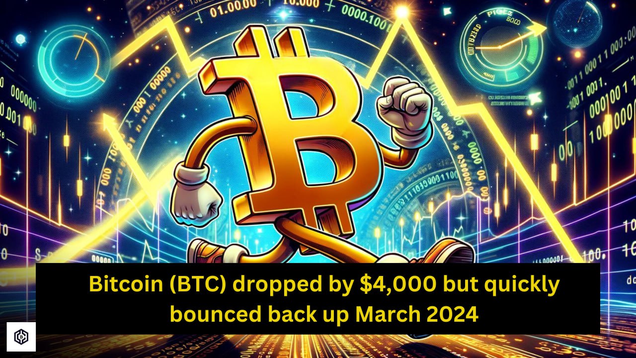 Bitcoin (BTC) dropped by $4,000 but quickly bounced back up March 2024